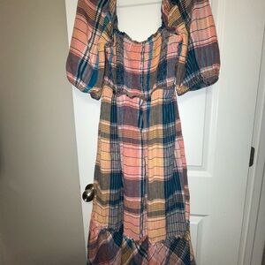 vineyard vines womens Colorful Plaid Off-Shoulder Dress